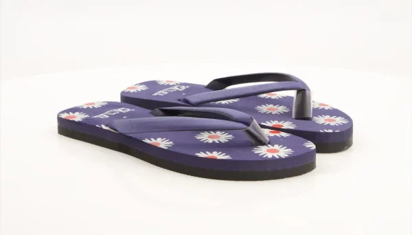 Ladies Flower Print Daisy Flip Flop Slippers