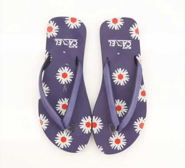 Ladies Flower Print Daisy Flip Flop Slippers