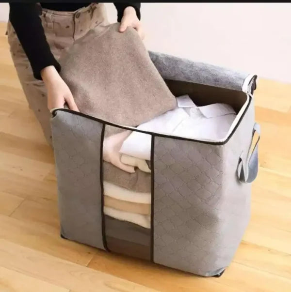 Home Storage Bag Foldable Non Woven 60 Gsm Grey Bag Non Woven Bedding Suits Pillows Closet Organizer Bags Organizer Zipper Bag