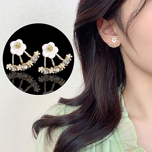 Daisy Back Hanging Stud Earrings | Flower Earrings