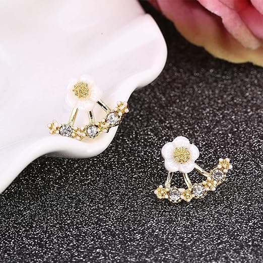 Daisy Back Hanging Stud Earrings | Flower Earrings