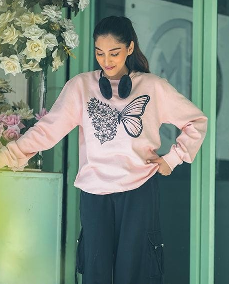 Stitched Butterfly Sweatshirt, Pink