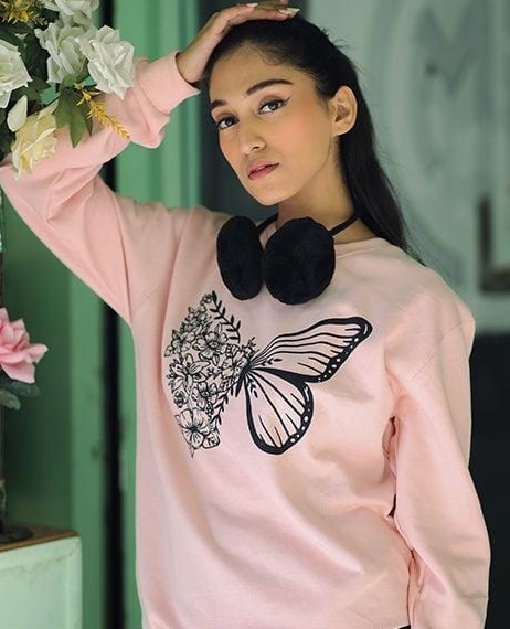 Stitched Butterfly Sweatshirt, Pink