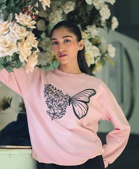 Stitched Butterfly Sweatshirt, Pink