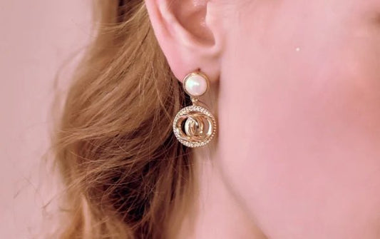 Pearl Stud With Circular Drop Earring European Style Earrings