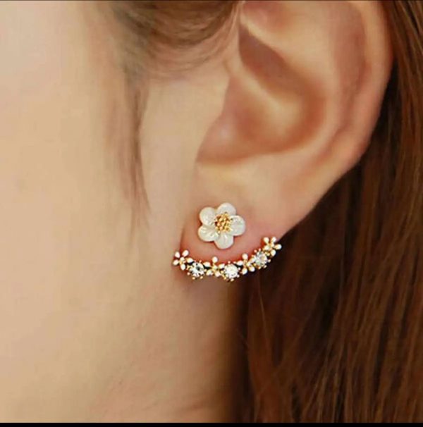 Daisy Back Hanging Stud Earrings | Flower Earrings