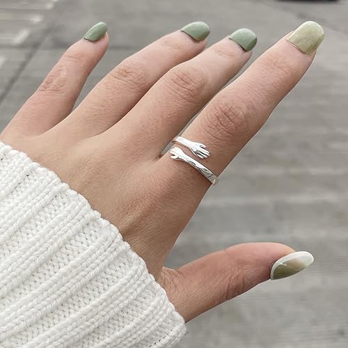 Adjustable Hugging Hand Ring