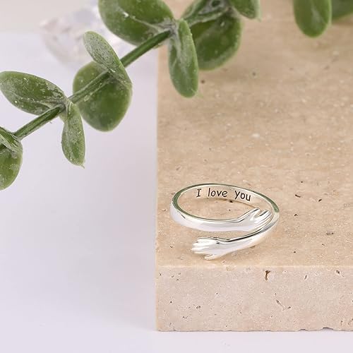 Adjustable Hugging Hand Ring