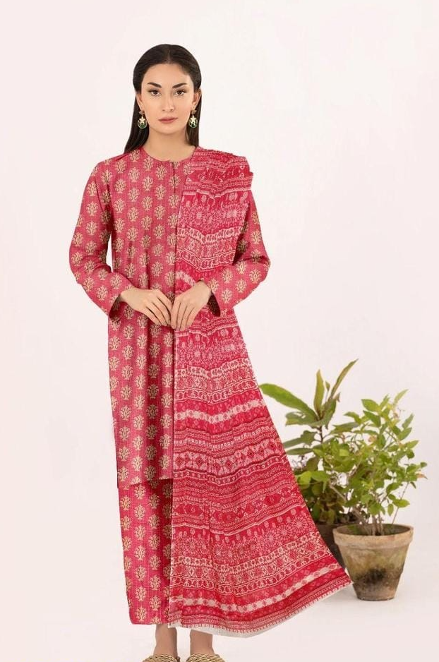 3 Pcs Women's Unstitched Lawn Printed Suit