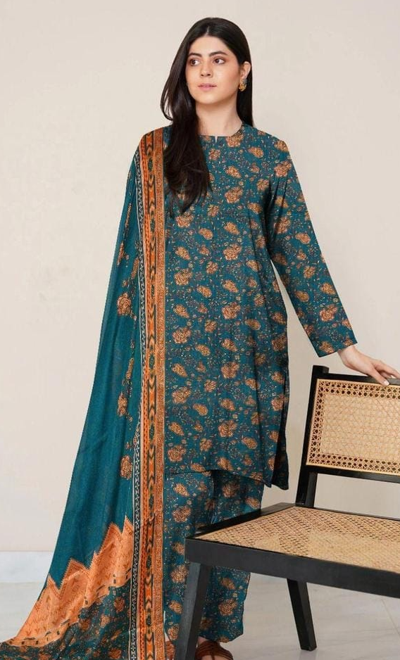 3 Pcs Women's Unstitched Lawn Printed Suit