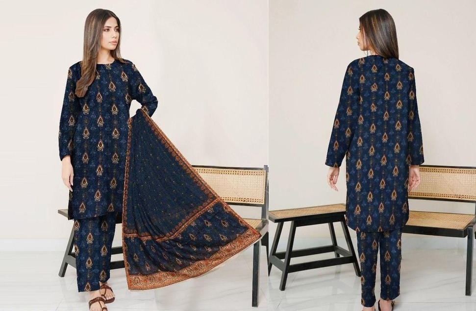 3 Pcs Women's Unstitched Lawn Printed Suit