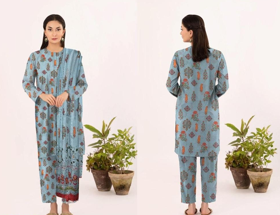 3 Pcs Women's Unstitched Lawn Printed Suit