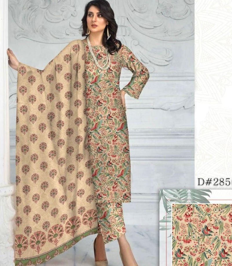 3 Pcs Women's Unstitched Lawn Printed Suit