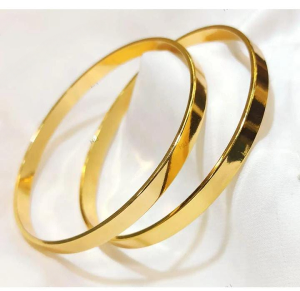 2 Pair Of Bangles , Plain Golden Color Stainless Steel