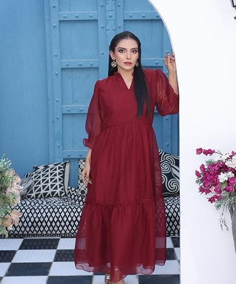 Flary Long Maroon Frock